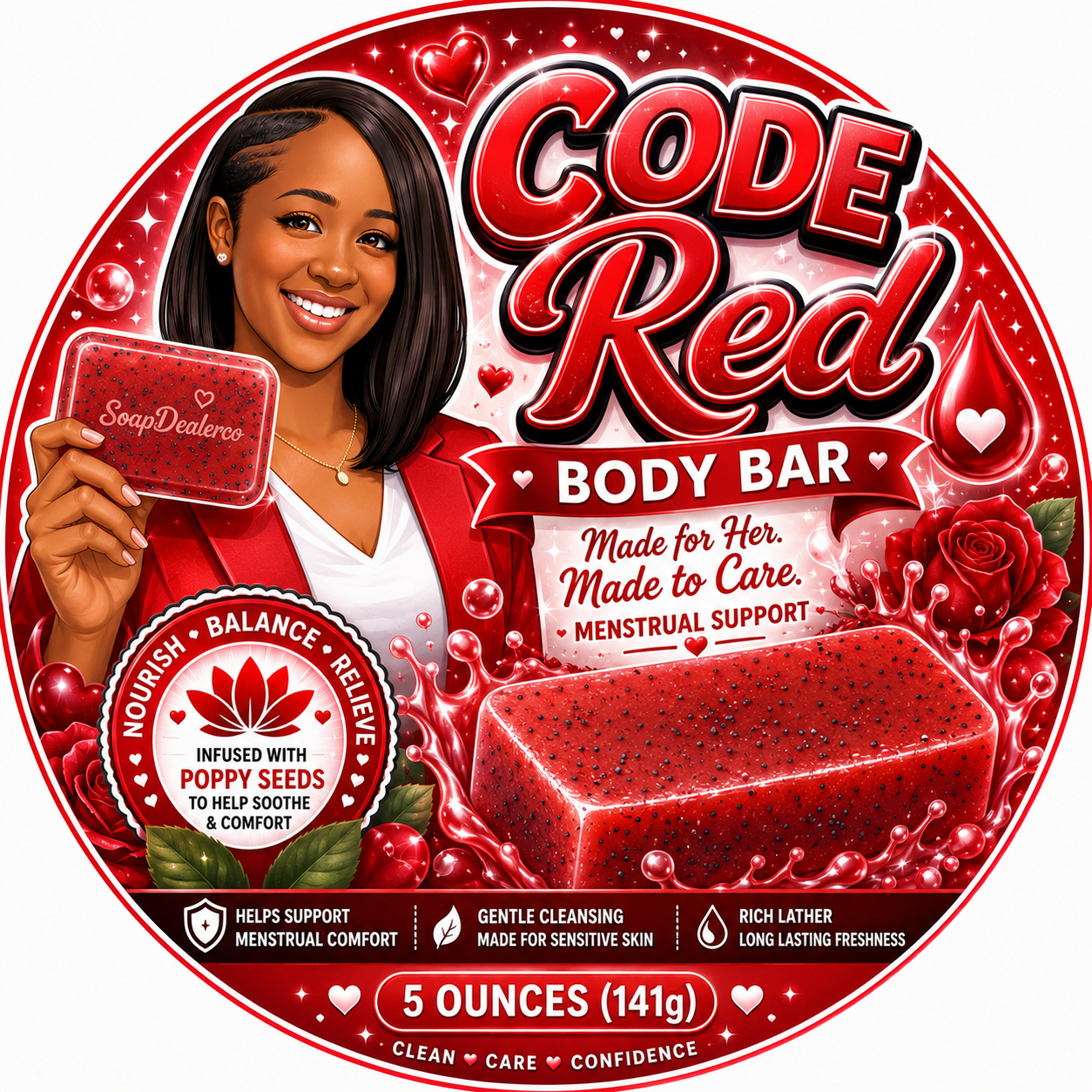 🔴🌸 Code Red PMS Soap Bar