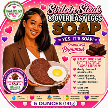 Sirloin Steak & Over Easy Egg Soap – Brownie Scent 🥩🍳🍫